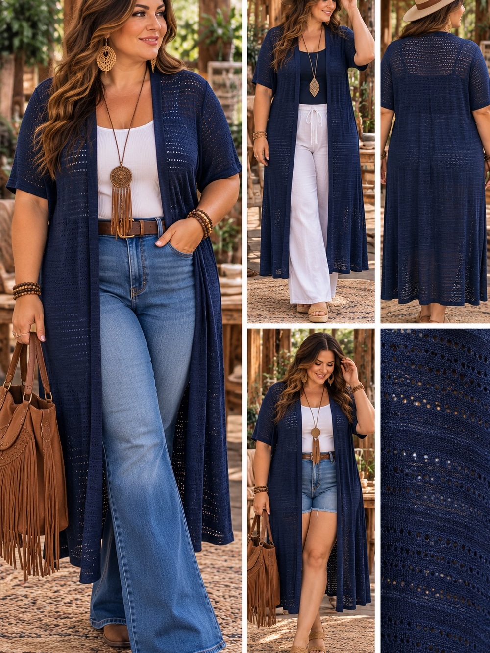 torrid Navy Knit Long Open-Front Coverup Duster